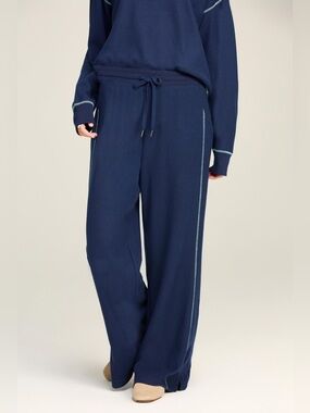 City Blues Contrast Stitch Waffle Knit Lounge Pants